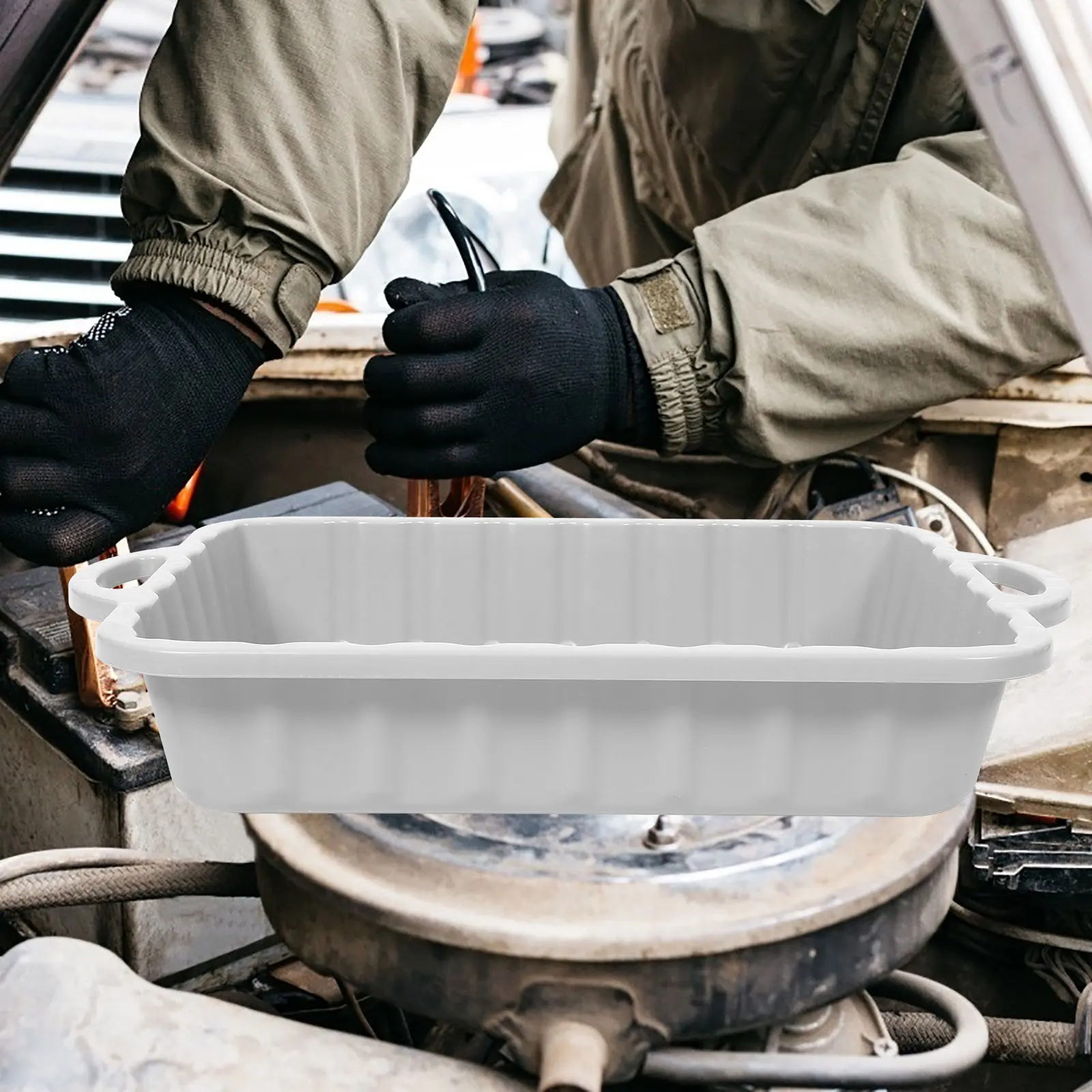 

Thickened Plastic Oil Drain Pan Large Capacity Leakproof Design for Car Motorcycle Maintenance Parts Cleaning Gray Color