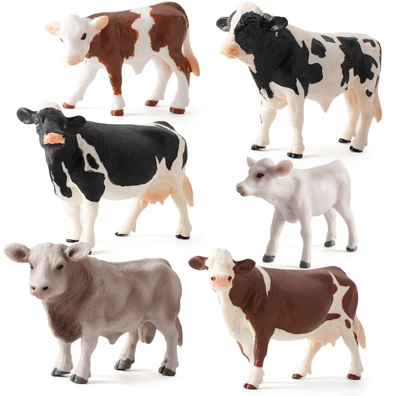 Children Simulation Animal Models Fun Ranch Cows Yellow Cattle Small Cow Static Desktop Decorative Ornaments Children Toys Gift