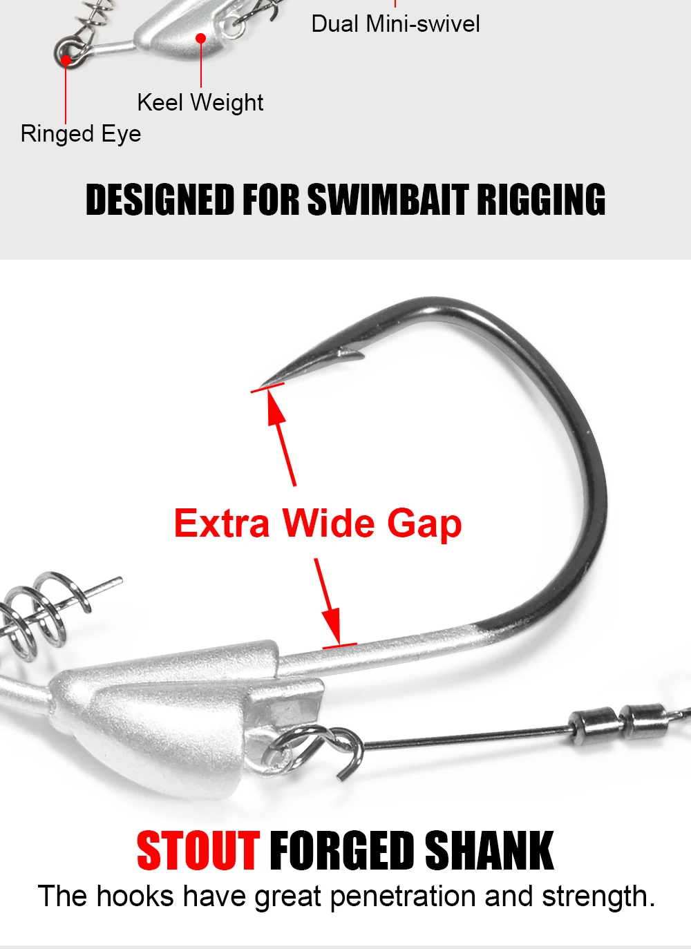 Palisander Einzelhaken mit Metalllöffel Underspin Jigheads Blatt Swimbait Haken 1/0 2/0 3/0 Weicher Köder Bass Tackle Zubehör 2St – Detail 3