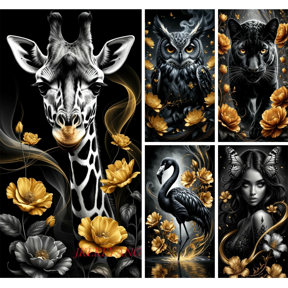 Giraffe Owl Leopard and Flower Picture DIY Diamond Painting Cross Stitch Full Drills Diamond Mosaic New Collection Home Decor