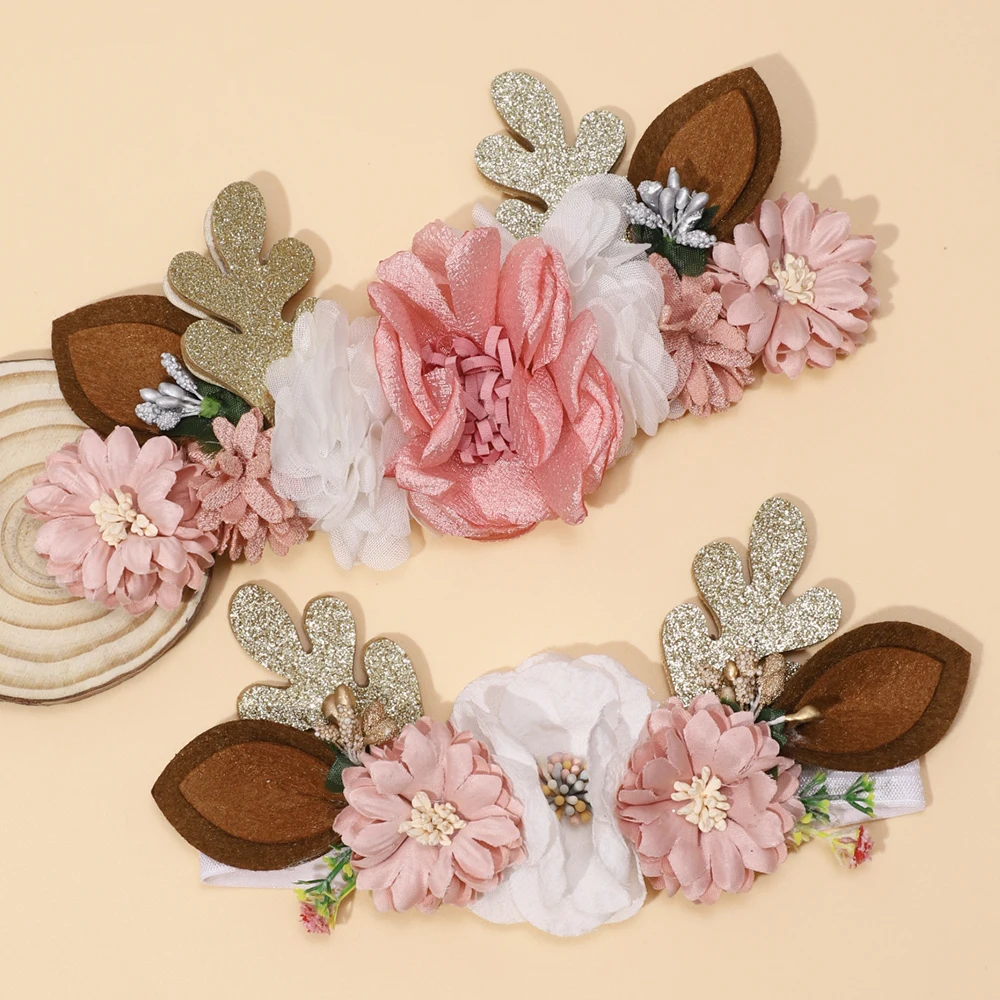 Diadema navideña para bebé, traje de alce para niños recién nacidos, accesorios para bebé, decoración navideña, tocado para cabeza para niño