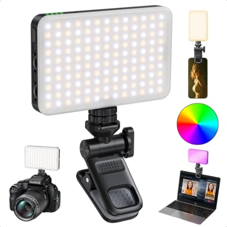 

Phone Light Clip 129 LED Selfie Light RGB Lighting 10 Lighting Modes for iPhone Laptop Camera Portable Fill Light for Selfies V