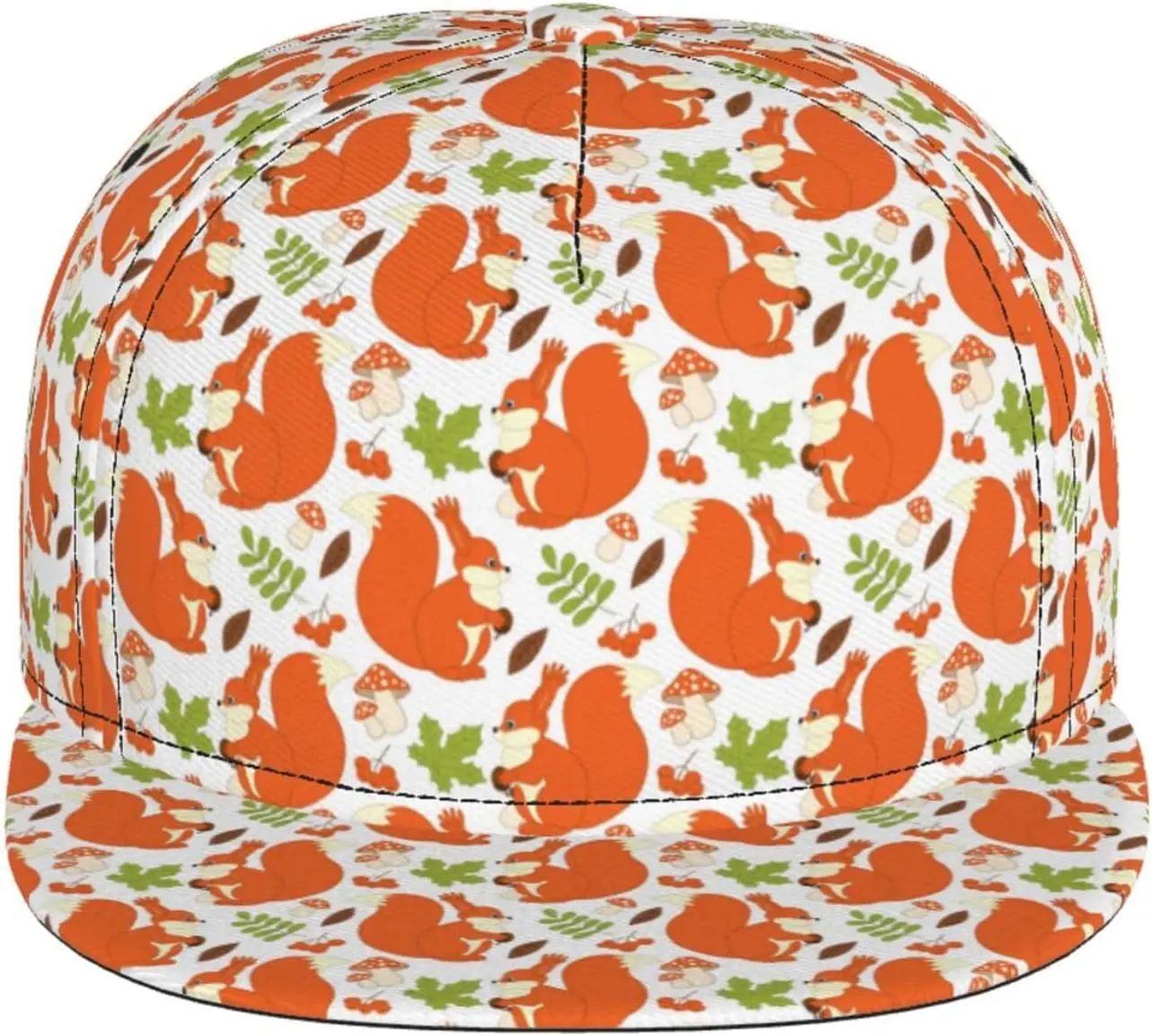 Squirrel and Mushroom Baseball Cap for Men Women Adjustable Trucker Hat Snapback Sun Dad Cap Lightweight Unisex for Summer