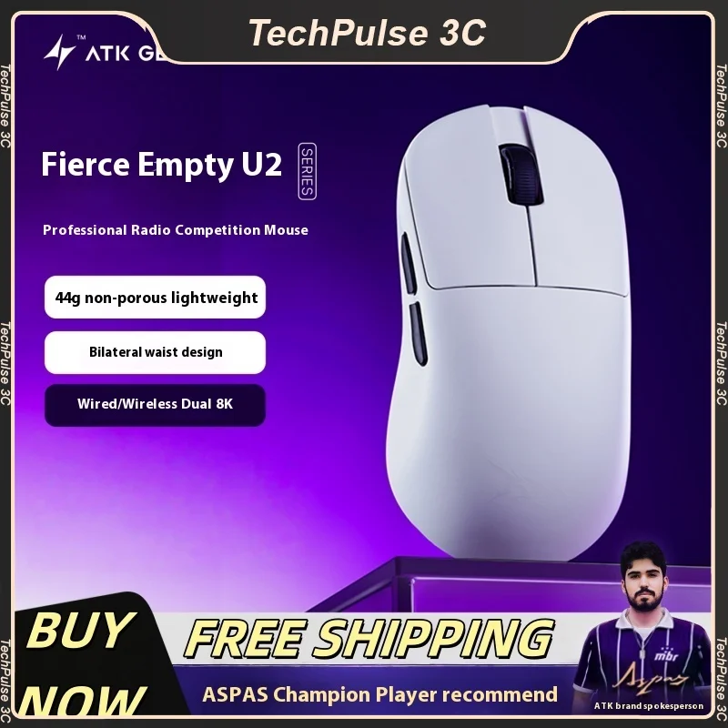 

2025 New ATK U2 Full range Three-mode 8k Ergonomics Special for Lightweight Gaming Wireless Bluetooth Mouse E-sports Games Gifts