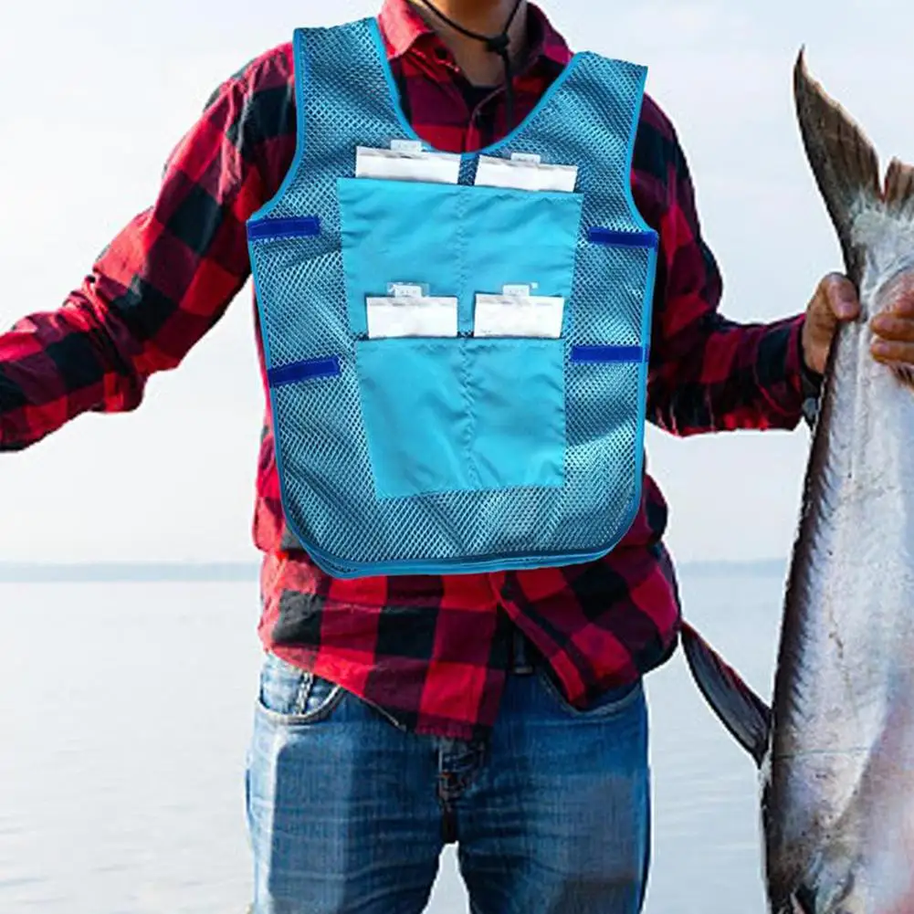 Chaleco de hielo refrescante para actividades al aire libre, 8 bolsas de hielo para hombres y mujeres, verano caliente, trabajo al aire libre