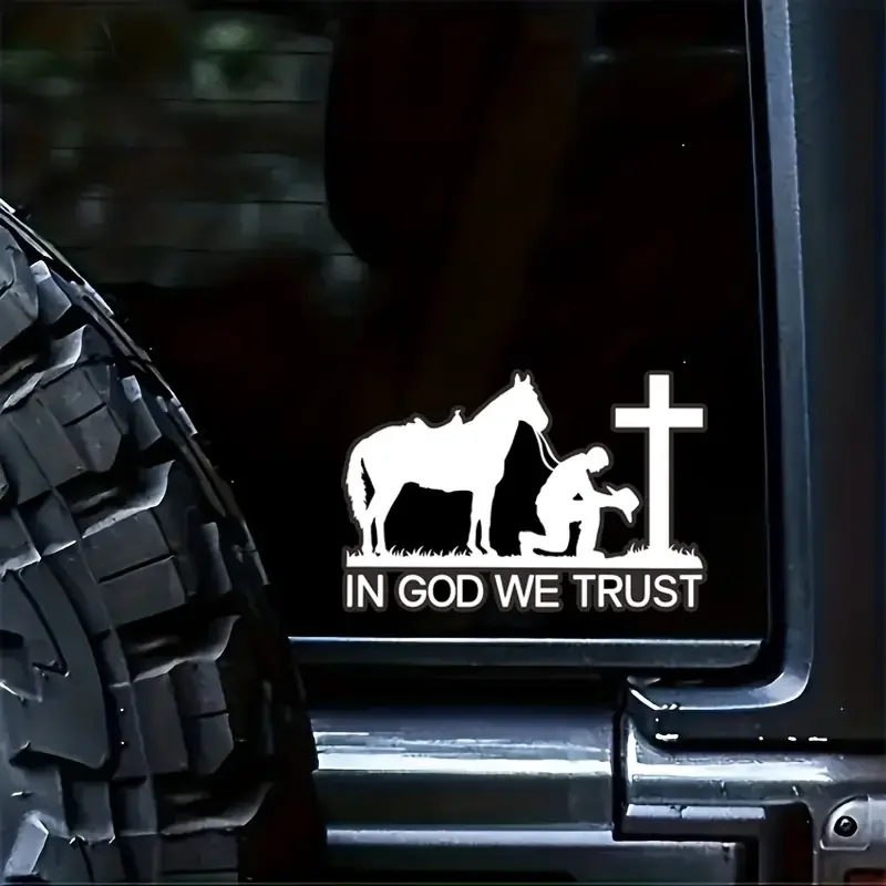 Cowboy Prayer With Cross, God, 9.05in×6.01in Large Size Decal For Cars, Cars, Trucks, Motorcycles, Laptops, Cups, Windows, Glass
