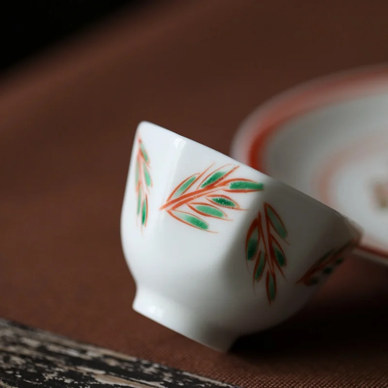 Jingdezhen Porcelain Master Cup Tea Cup Household Handmade Ancient Color Hand-Painted Cup Single Cup Antique Eight Square Kung F