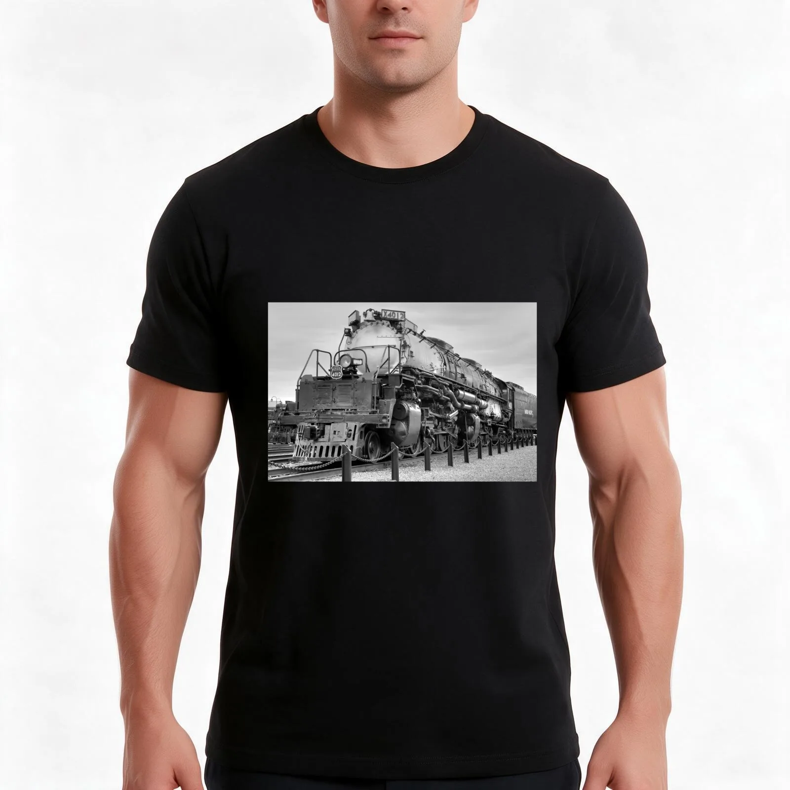Biggest Badest Steam Locomotive Ever! T-Shirt, Summer Casual Cotton Tee, Oversized Streetwear Tops, Vintage Graphic Print