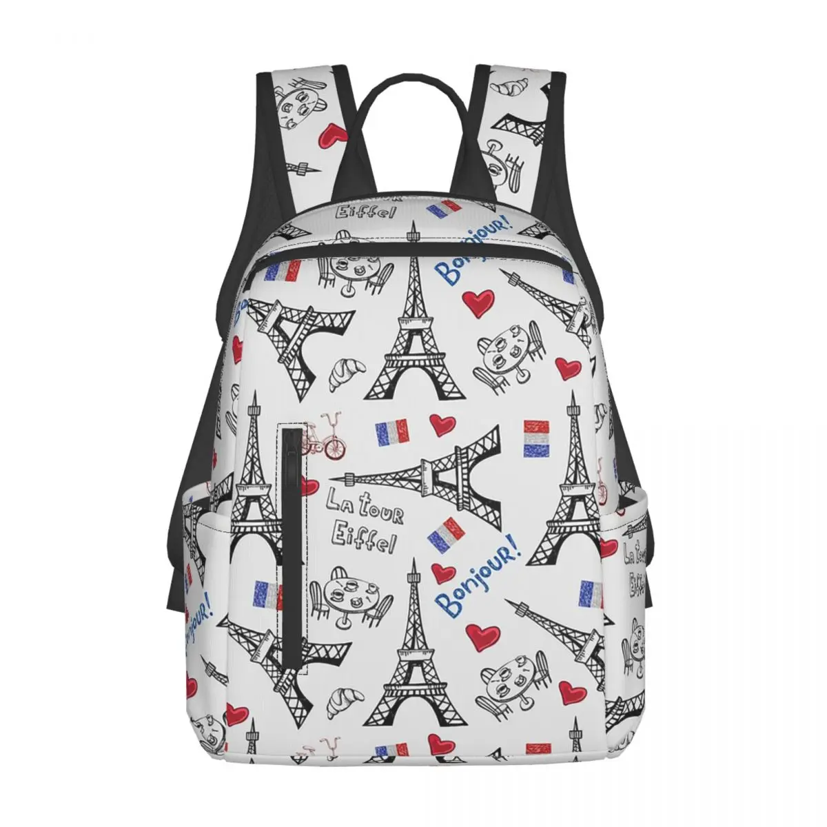 

Addicted To Paris France Backpack Daypack Large Capacity Boys Girls BookBag School Bag Shoulder Bags for Men Women