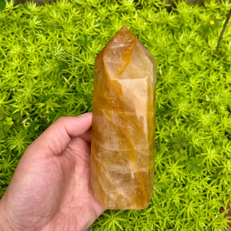 Natural Golden Healer Quartz Tower Energy Healing Crystal Point for Meditation Home Decoration Positive Energy Balance