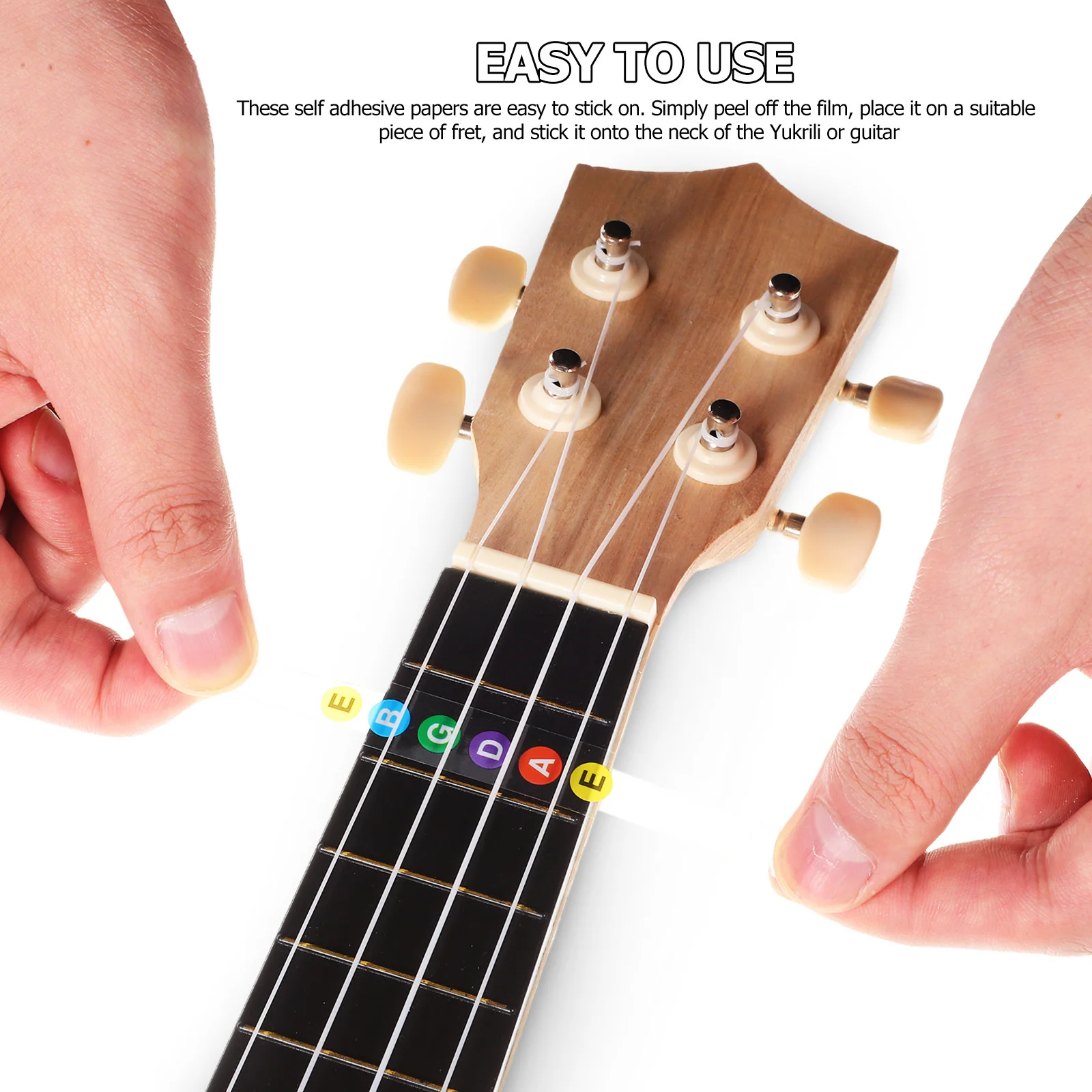 ملصقات مذكرة لوحة الفريتس للجيتار من Ukulele، دليل وتر ذاتي اللصق مطبوع بألوان زاهية لسهولة ممارسة التعلم