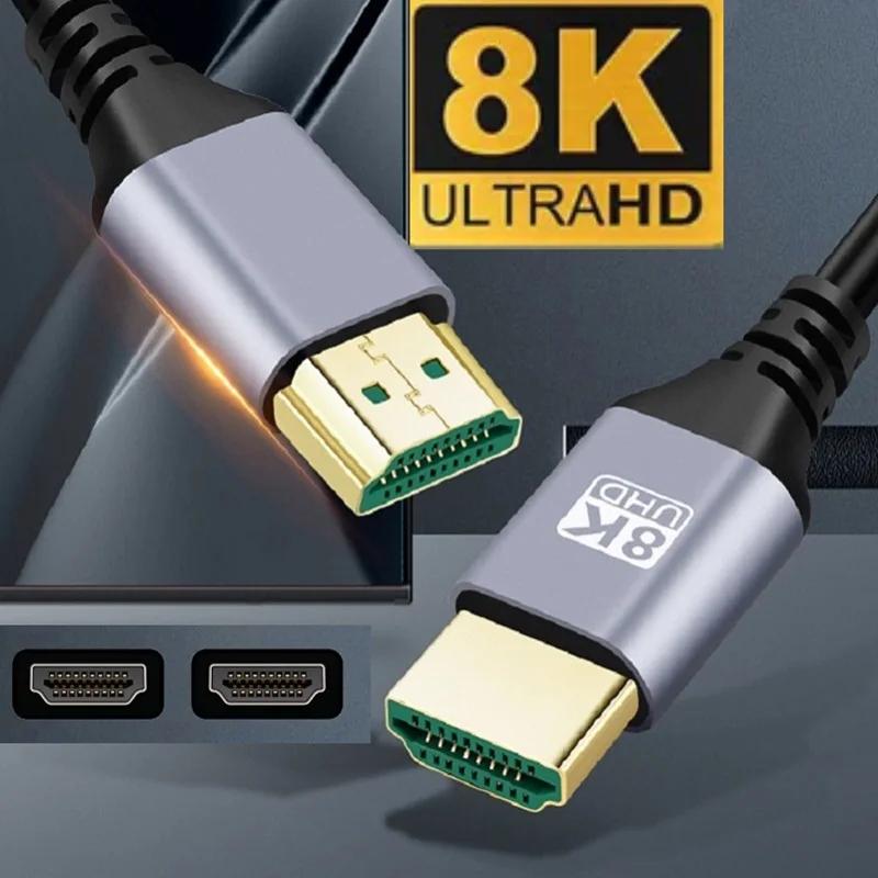 สายเคเบิล HDMI-Compatible2.1V 1เมตร8K 60Hz 4K 120Hz 48Gbps Arc HDCP ความเร็วสูงพิเศษ HDR สำหรับทีวี HD แล็ปท็อปโปรเจคเตอร์ PS4 PS5