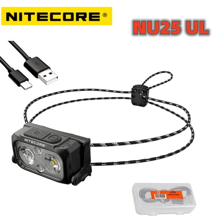 Nitecore NU25 UL Ultra Lightweight Headlamp 400 Lumens USB-C Rechargeable Lumentac Organizer for Back Packing Camping Running