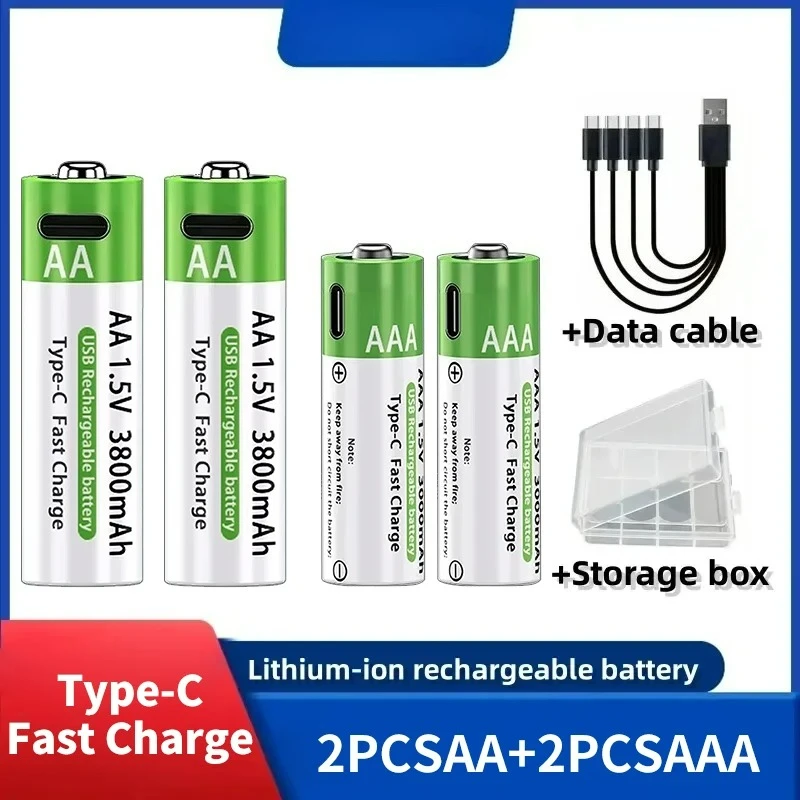 2025NIEUWE lithium-ionbatterij Type-C oplaadbare batterij met hoge capaciteit AA- en AAA-batterij voor afstandsbediening, muis, elektrisch speelgoed