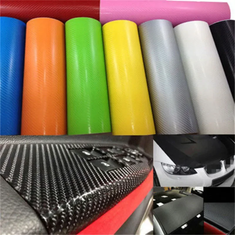 127cmx10/20cm 3D Carbon Fiber Vinyl Car Wrap Sheet Roll Film Car Sticker Motorcycle Decals Car Styling Interior Accessories