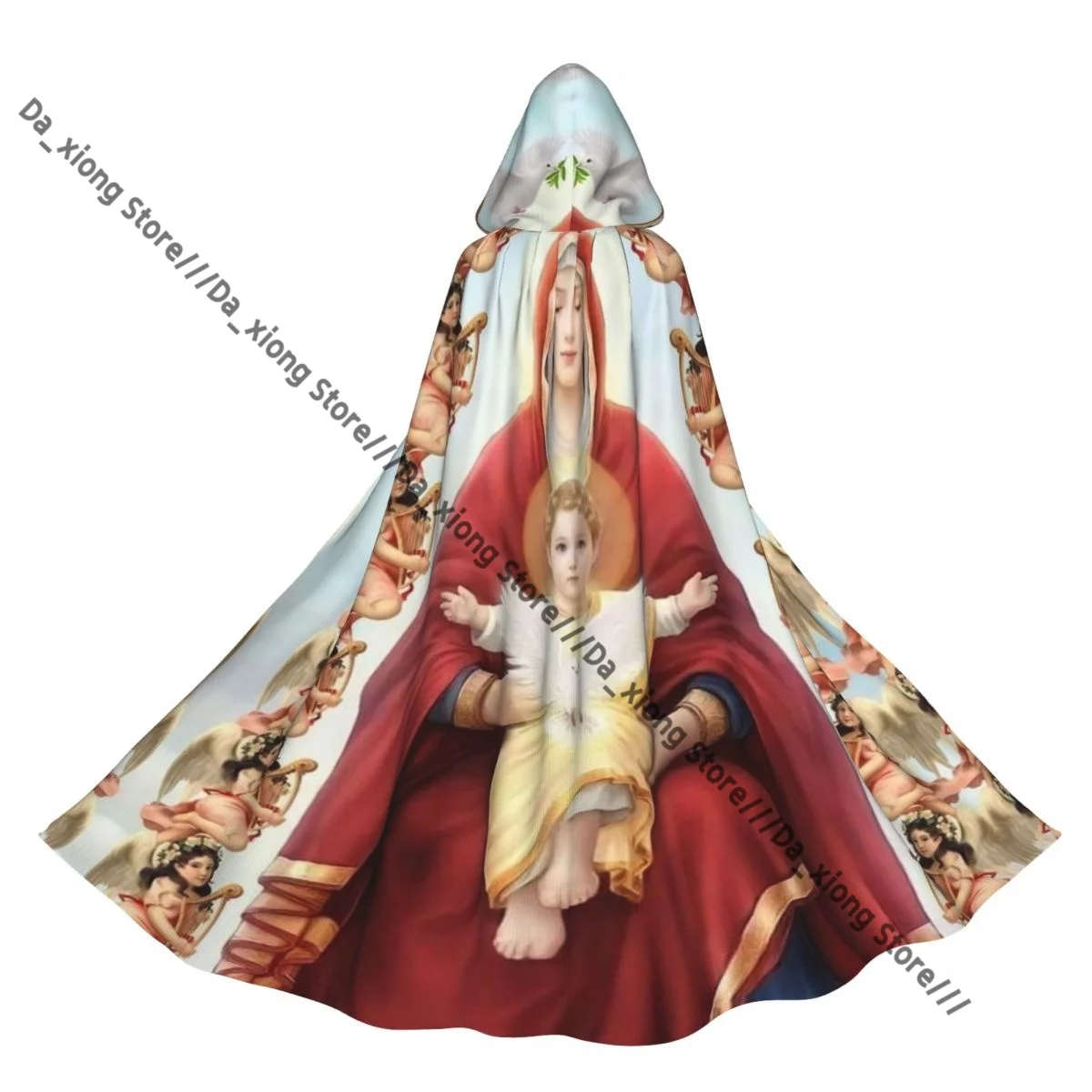 Witch Long Hooded Robe Lady Of Guadalupe Virgin Mary Jesus Halloween Cloak Cosplay Costumes for Adult