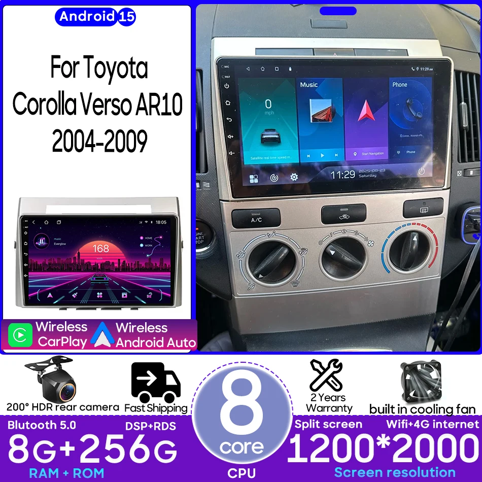 

For Toyota Corolla Verso AR10 2004-2009 Car Intelligent Multimedia Player Navigation GPS Android Radio Video Player Stereo Auto