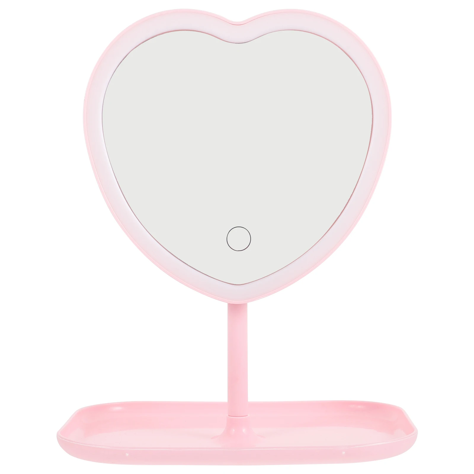 

Desktop Love Mirror Beauty Makeup USB Rechargeable LED Light Heart Pink Heart Plastic Table Mirrors