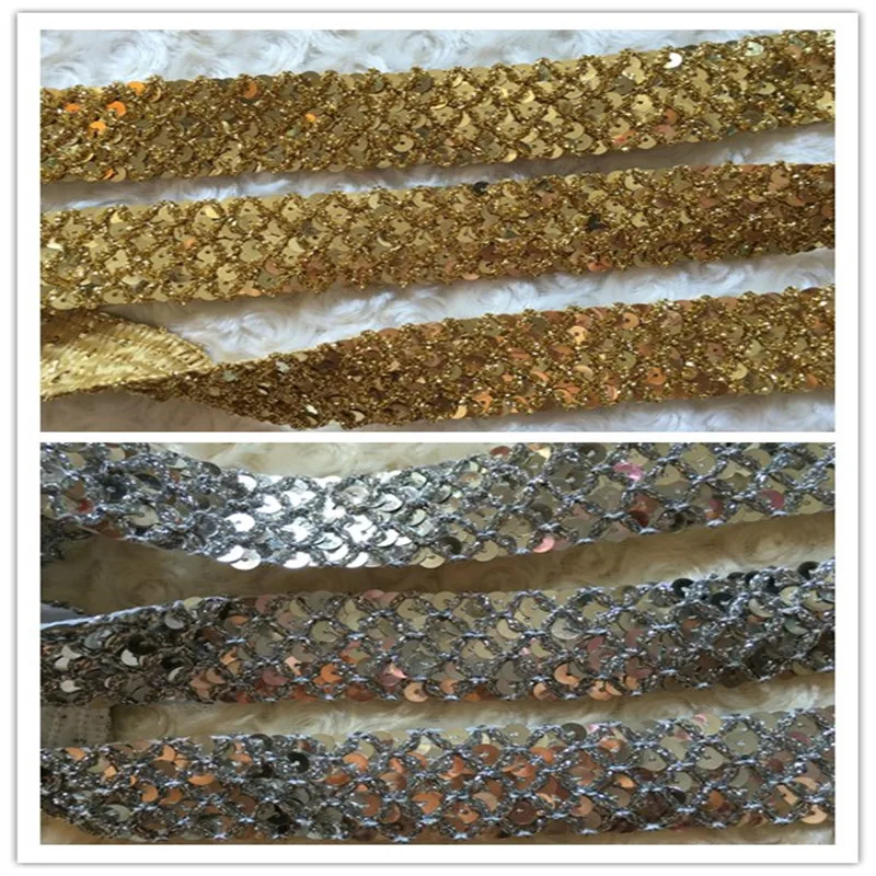 6 m / five rows of sequins lace webbing sequins sequin strips clothing curtain accessories handmade DIY gold silver width 3.5CM