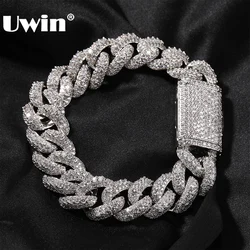 UWIN 18mm Heavy Miami Cuban Chain Bracelets Iced Out Full Cubic Zirconia Stones Fashion Jewelry for Rappers