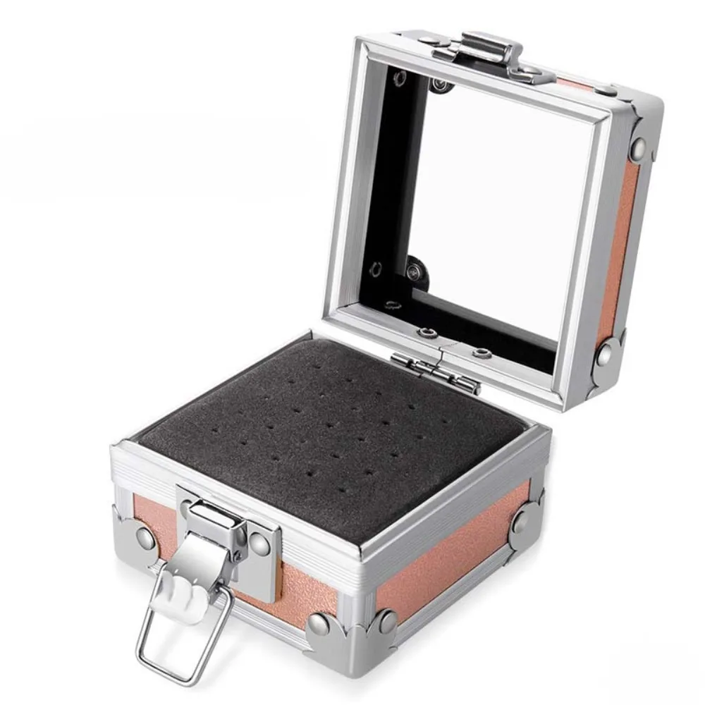 Professional Nail Drill Bit Holder with 25 Holes Durable Aluminum Display Storage Box Dust-proof Portable