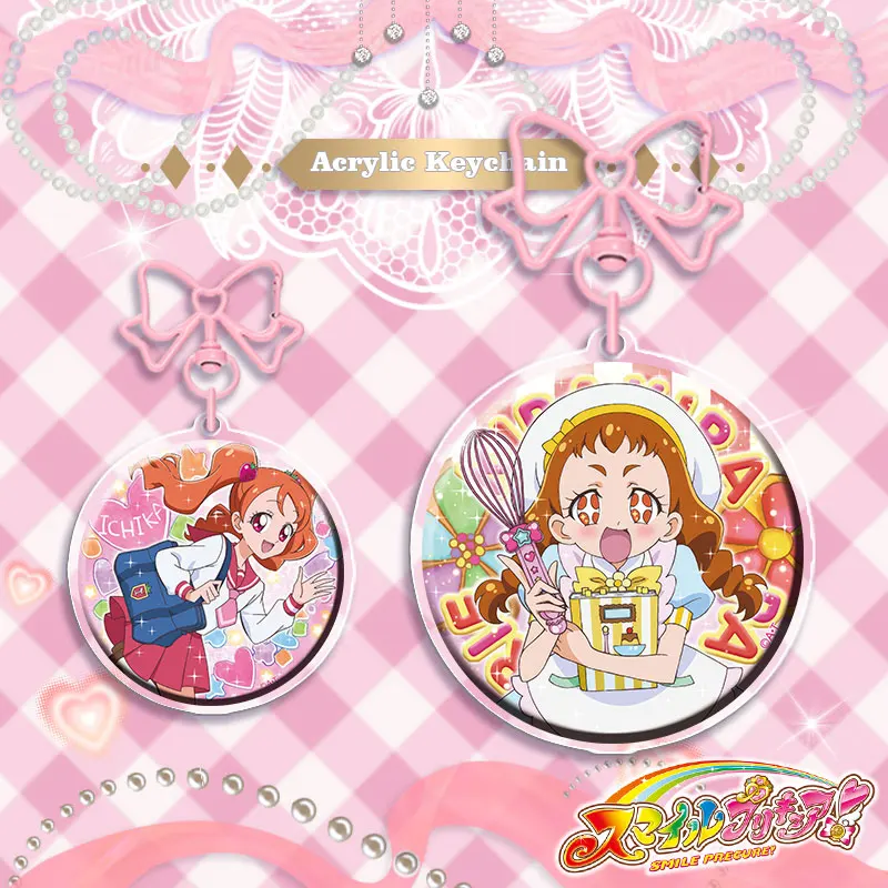 Chaveiro acrílico de 6cm para anime, camada de cura bonita, acessórios decorativos, pingente você e idol precure ♪   Fivela com nó borboleta