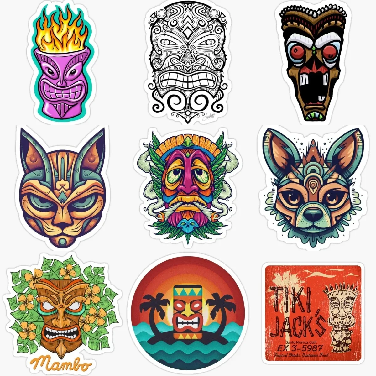 

Tiki Mask Native Totem Personalized PVC Waterproof Stickers Accessories for Decorate Car Truck Van Wall Camper Fridge Window