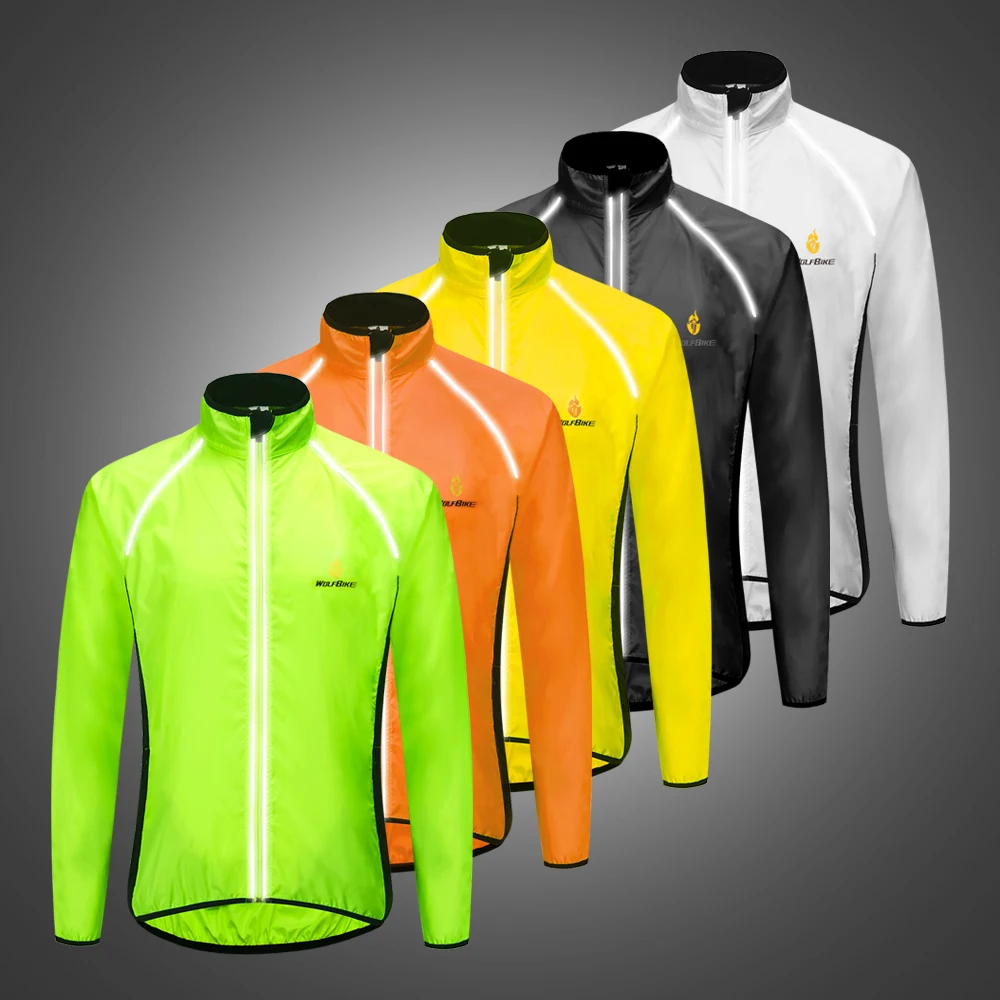 WOSAWE Men Windproof Waterproof Reflective Cycling Jacket MTB Bicycle Long Sleeve Windbreaker Sleeveless Vest Bike Coat Jersey