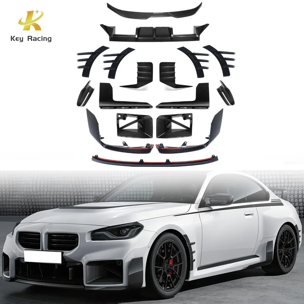 BMW M2 G87 Upgrade MP Style Bodykit Dry Carbon Fiber Front Lip Side Skirt Vents Wheel Eyebrow For BMW M2 G87 2023-