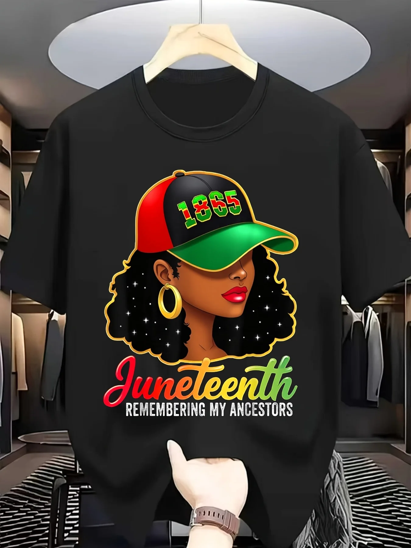 Juneteenth Remembering My Ancestors Juneteenth TShirt Casual ShortSleeve Crew Neck TShirt Regular Fit BlouseCompatible for All Outfits  Everyday Basic JuneteenthRetro Casual Crew Neck Printed T-Shirt, PLUS SIZE