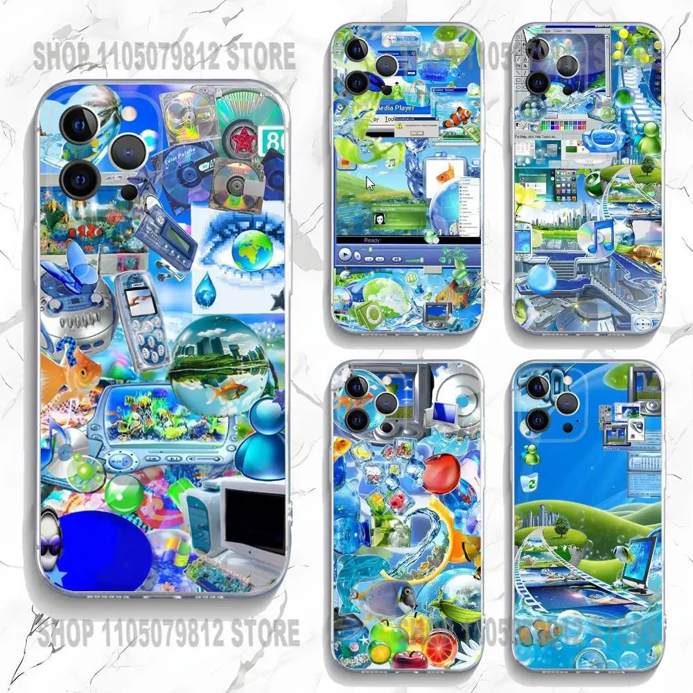 

Frutiger Aero Phone Case For iPhone 17 16,15,14,13,12,11 Plus,Pro,Max,XR,Plus,E,Mini Transparent Soft Cover