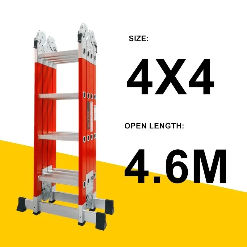 Jiudeng Manufacturer FRP Multi-functional Folding Ladder Four-fold Telescopic Ladder Portable Lifting Platform Ladder