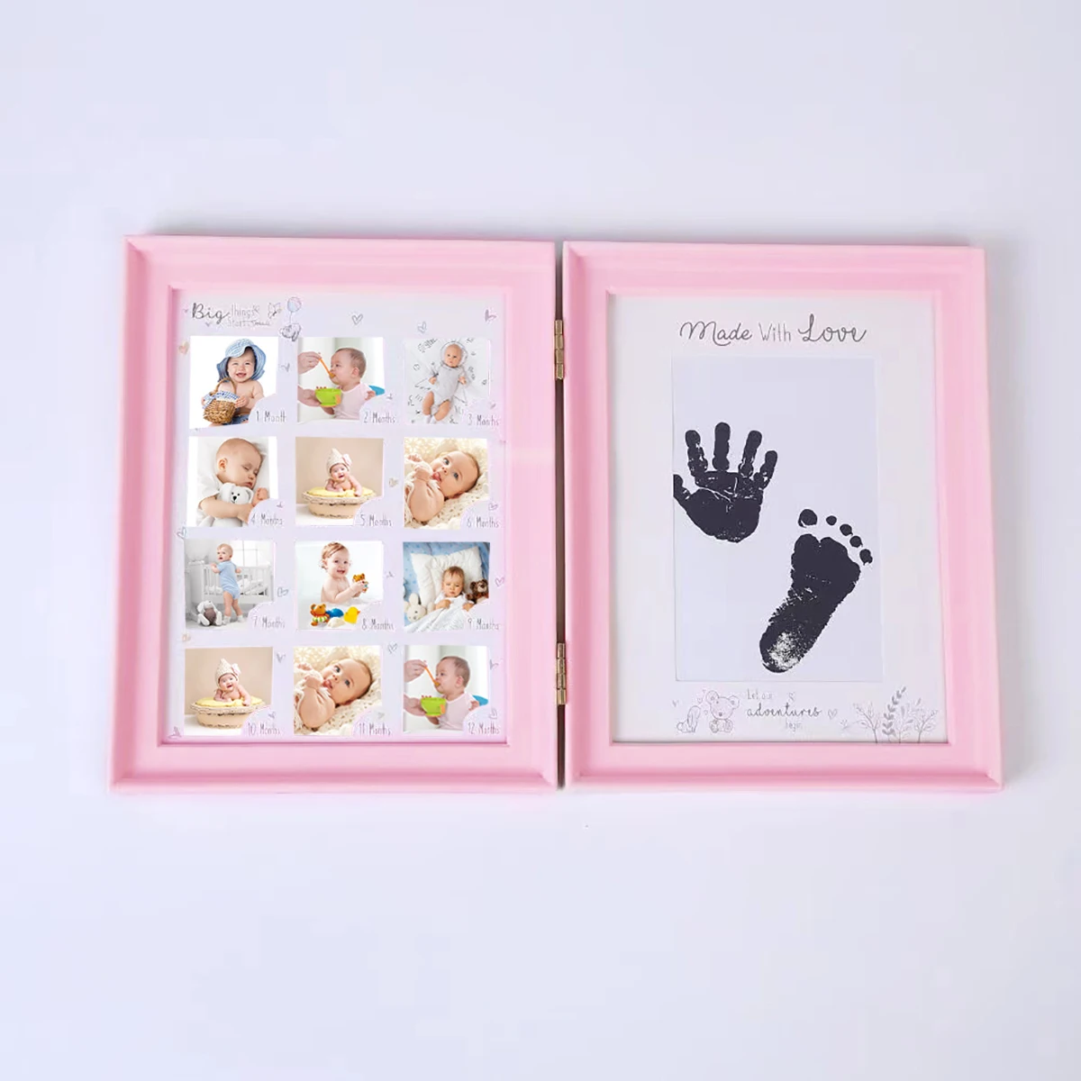 Book style baby 12 months of growth handprint footprints picture frame wedding album