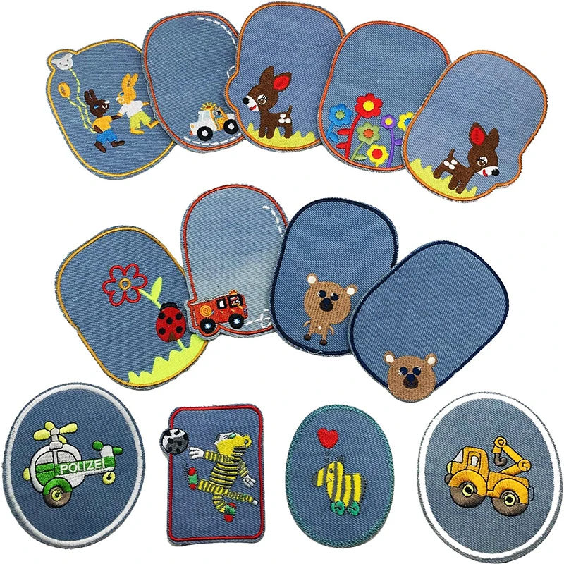 1-25pcs Sewing Repair Elbow Knee Patches Iron On Patch For Clothing DIY Jeans Stripes Sticker Embroidered Badge Children Cloth