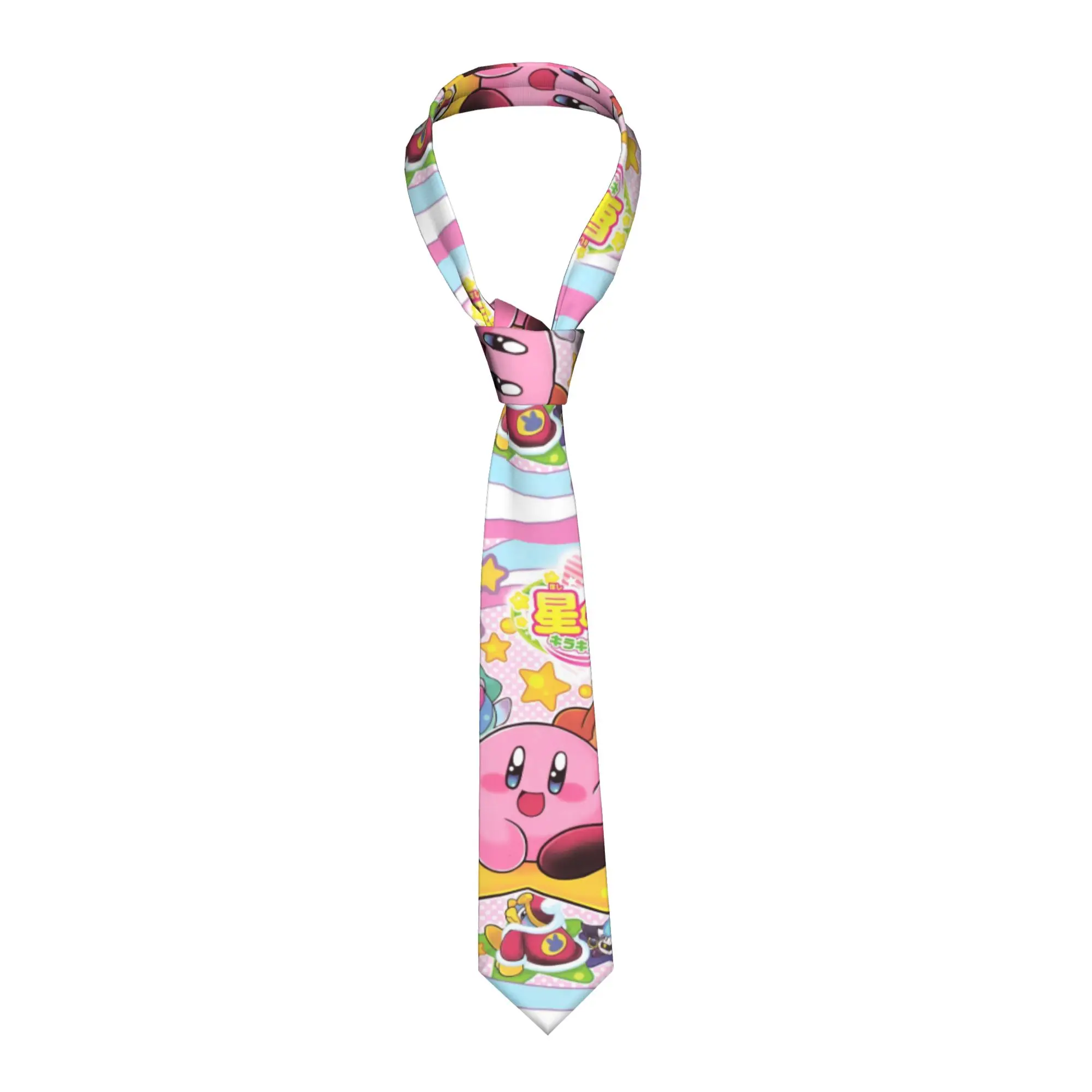Kirby Kirbys Necktie Men Women Slim Polyester 8 cm Wide Neck Tie Anime Cartoon for Men Daily Wear Cravat Wedding Office
