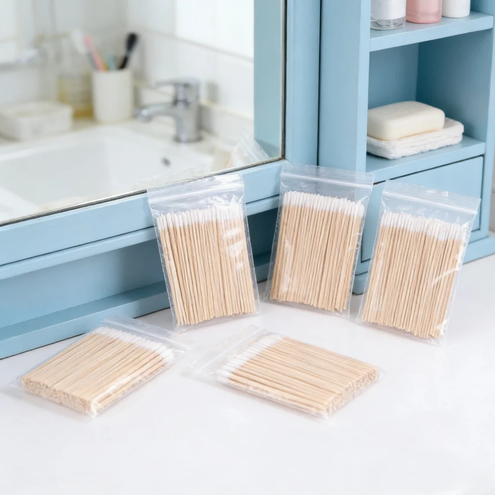 

Wood Cotton Swab10cmMicrobrush Eyelash Sticks Buds Tip Ear Toothpick Makeup Eyebrow Sticks Glue Removing Tattoo Makeup Cosmetics