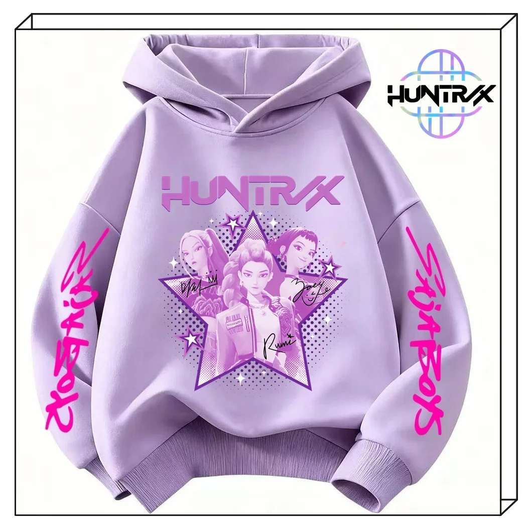 

KPop Demon Hunters Kids' Sweatshirt 3-14Y Soft Fleece Girls' Warm Hoodie Autumn Casual Anime Clothing​