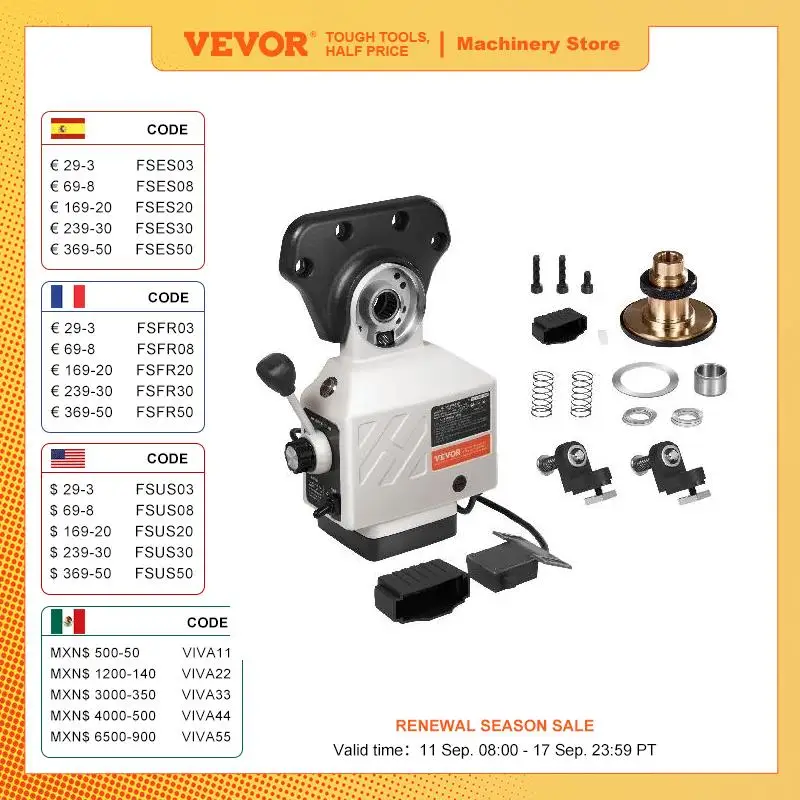 

VEVOR AL-310S X-Axis Power Feed Kit for Bridgeport Milling Machine 0-200RPM 450 in-lb Torque Low Noise Precise Bearing Durable