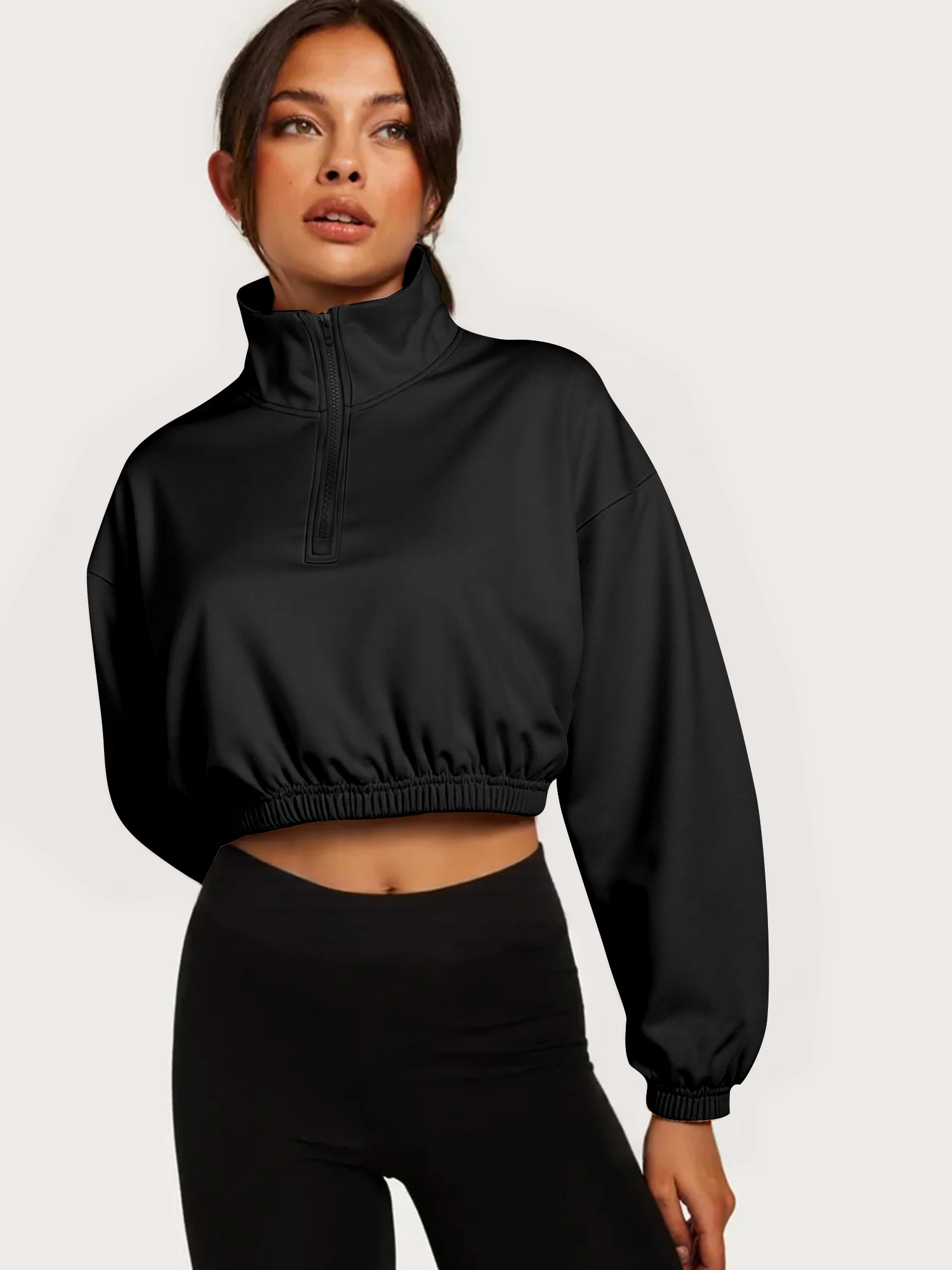 

Японская толстовка с короткой молнией, свободного кроя, однотонная, повседневная, уютная, в комплекте с беретом.