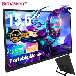 Bimawen 15.6inch Portable Monitor 1080P FHD IPS with Stand 180° Adjustable Travel Monitor for Laptop Mac PC Xbox PS4/5 Switch