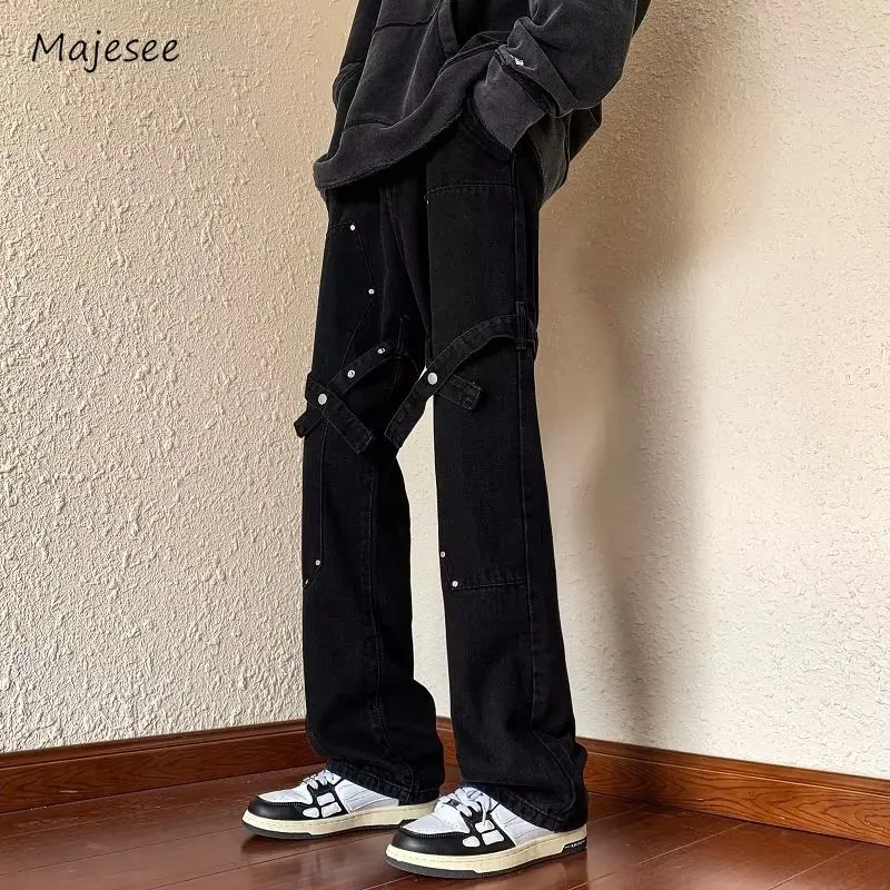 Jeans uomo moda Slim bello primavera autunno nastri rivetto bottone Design stile americano temperamento giovanile pantaloni adolescenti