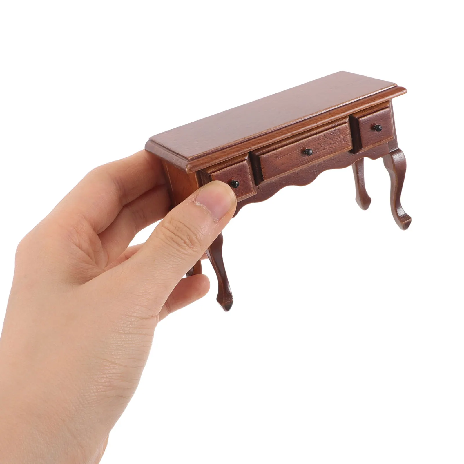 미니어처 나무 인형의 집 가구 현실적인 빈티지 테이블 DIY 공예용 밤나무 색상 작은 인형의 집 장식 수집