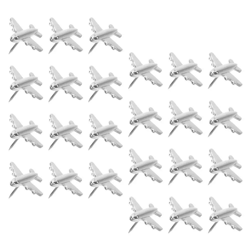 

24 Pcs Metal Reusable Thumb Tacks for Pushpins Photos Maps Airplane Shaped Pushpins Notes Cork Board Steel Needles