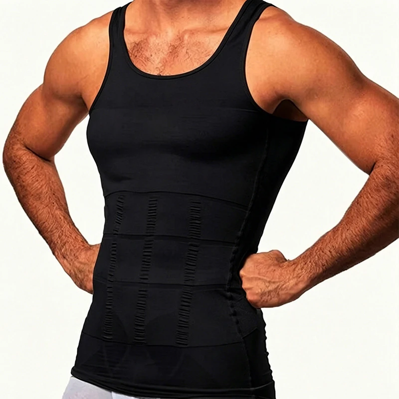 

Men's Slimming Compression Vest Seamless Waist Trainer Tank Top Body Shaper Undershirt for Belly Control And Weight Loss