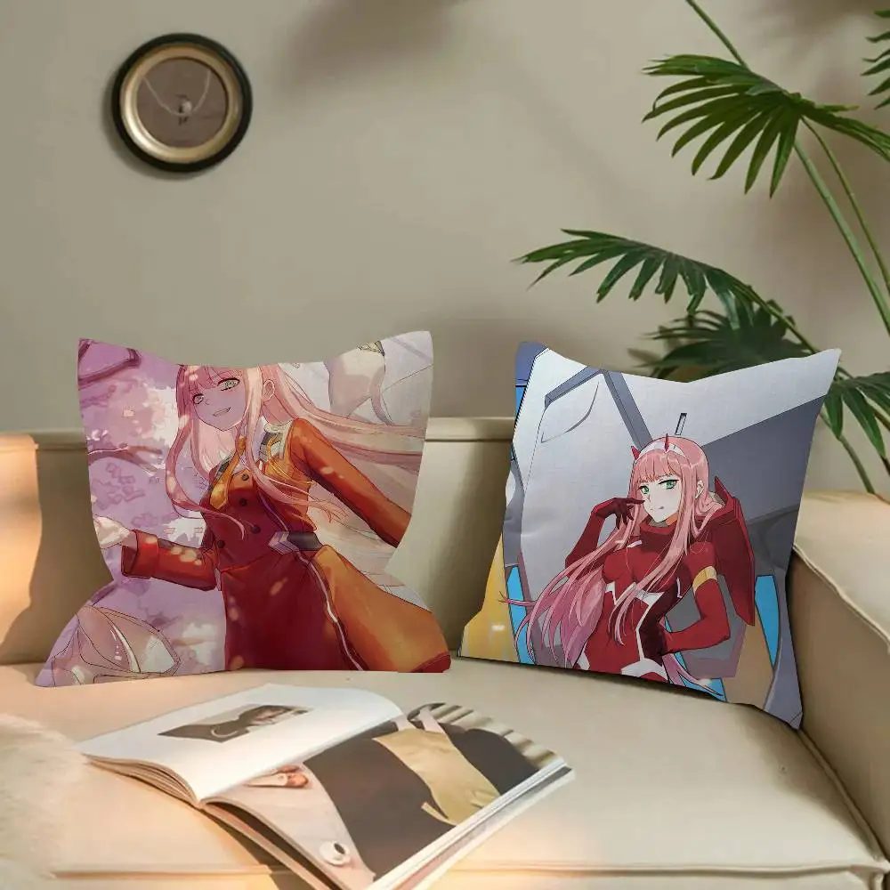 Zero Two DARLING In The FRANXX Anime Pillow Cover for Bedroom Room and Living Room Sofa Decorative Cushion Cover