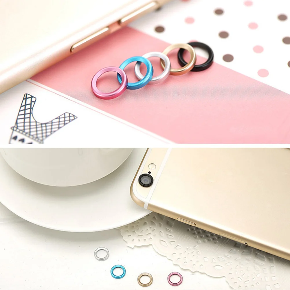 4pcs Phone Camera Lens Protector Titanium Alloy Lens Protective Ring Circle Metal Camera Lens Protector for (Random Color)