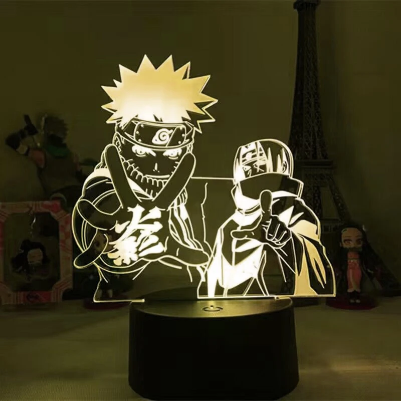Uchiha Sasuke Obito Madara Cartoon 3D Night Lights Uzumaki Gaara LED Figure Night Lamp Uzumaki Naruto Anime Nightlights