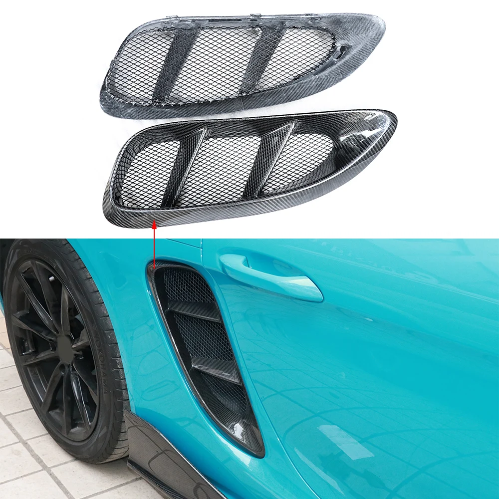 

Автомобильные боковые вентиляционные отверстия, накладка на впускное отверстие, декоративная рамка с сеткой для Porsche 718, аксессуары из углеродного волокна