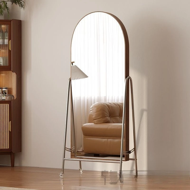 

retro solid wood full-length full-length floor mirror home fitting bedroom movable