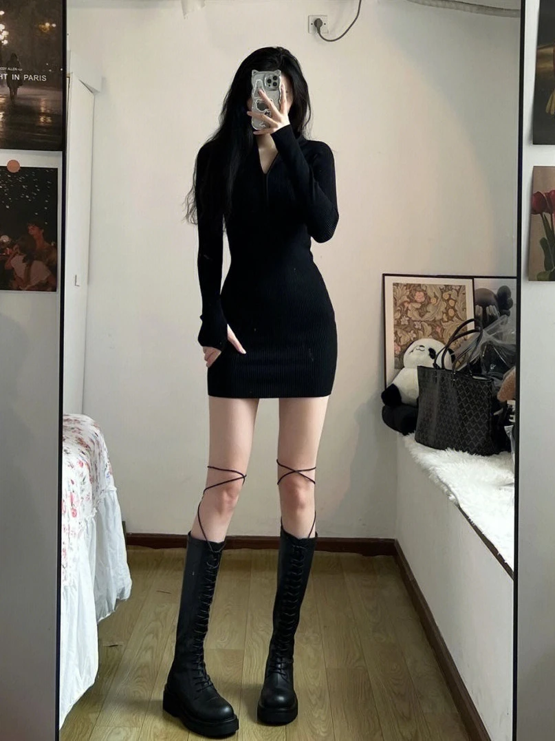 Saia Feminina de Tricô Envolvente, Longa, de Cintura Alta, Camada Base, Modeladora, Elástica, Sexy, com Efeito de Cobertura para o Bumbum